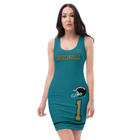 ThatXpression Fashion Fitness Designer His & Hers Jacksonville Themed Superfan Fitted Superfan Dress