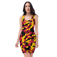 ThatXpression Camo Crazy Hawks Black Red Scheme Fitted Dress