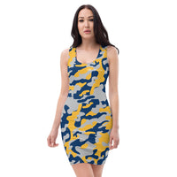 ThatXpression Camo Crazy Indiana Gold Blue Scheme Fitted Dress
