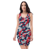 ThatXpression Camo Crazy New England Navy Red Scheme Fitted Dress