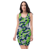 ThatXpression Camo Crazy Seattle Navy Green Scheme Fitted Dress