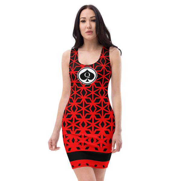 Queen'n Queen Of Spades Black Red Diamond Pattern Party Dress Queen'n Queen Of Spades Black Red Diamond Pattern Party Dress