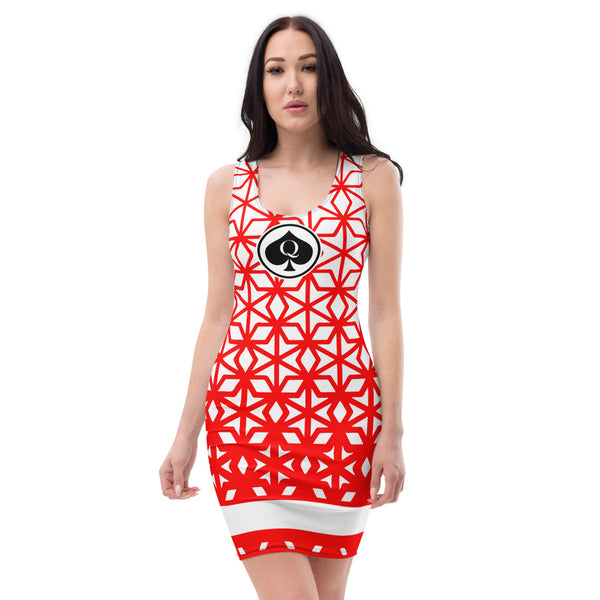 Queen'n Queen Of Spades Red White Diamond Pattern Party Dress