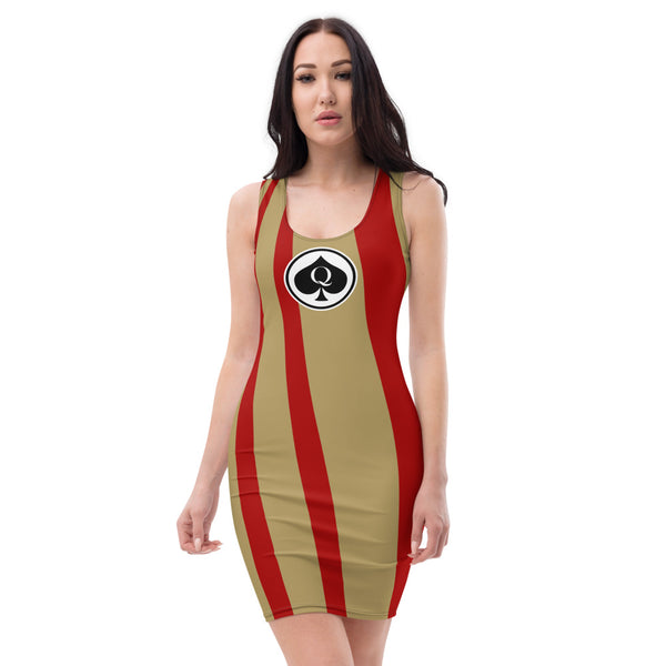 Queen'n Queen Of Spades Red Gold Striped Party Dress