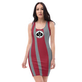Queen'n Queen Of Spades Red Grey Striped Party Dress