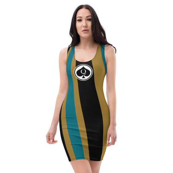 Queen'n Queen Of Spades Black Gold Striped Party Dress