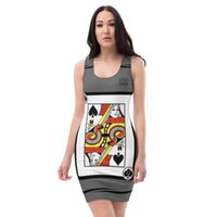 Gray Queen Of Spades Fitted Racerback Party Dress