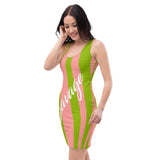 Pink & Green Savage Fitted Striped Dress by ThatXpression