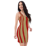ThatXpression's Multi Colored Burgundy & Gold San Francisco California Themed Fitted Dress