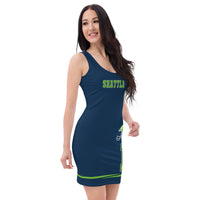 ThatXpression Fashion Fitness Designer His & Hers Seahawks Themed Superfan Fitted Dress
