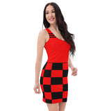 ThatXpression Fashion Red Black Checkered Pattern Dress