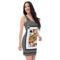 Gray Queen Of Spades Fitted Racerback Party Dress
