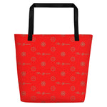 ThatXpression Fashion Elegance Collection Red and Tan Beach Bag
