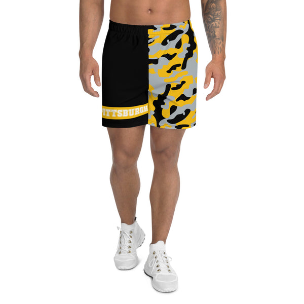 ThatXpression Fashion Pittsburgh Camo Pattern Athletic Long Shorts