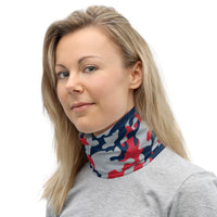 ThatXpression Fashion Navy Silver Red Camo Themed Neck Gaiter