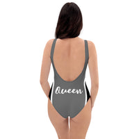 Queen Of Spades Grey One-Piece Swimsuit