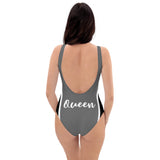 Queen Of Spades Grey One-Piece Swimsuit