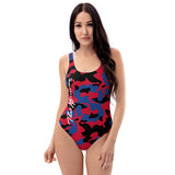 ThatXpression Fashion Camo Los Angeles Themed Navy Red One-Piece Swimsuit