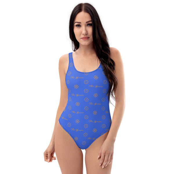 ThatXpression Fashion's Elegance Collection Royal and Tan One-Piece Swimsuit