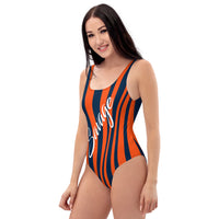 ThatXpression's Navy & Blue Denver Themed Striped Savage One-Piece Swimsuit