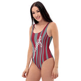 ThatXpression's Red & Grey Alabama Themed Striped Savage One-Piece Swimsuit