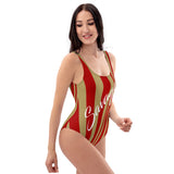 ThatXpression's Red & Gold San Francisco Themed Striped Savage One-Piece Swimsuit