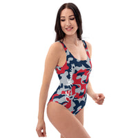 ThatXpression Fashion Camo New England Themed One-Piece Swimsuit