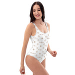 ThatXpression Fashion's Elegance Collection White and Tan One-Piece Swimsuit