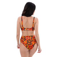 ThatXpression Fashion Orange Pewter Camo Themed high-waisted bikini