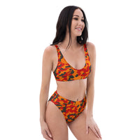 ThatXpression Fashion Orange Pewter Camo Themed high-waisted bikini