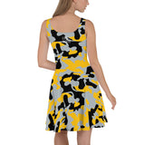 ThatXpression Fashion Black Yellow Camo Skater Dress