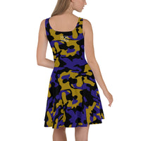 ThatXpression Fashion Camo Gold Purple Skater Dress