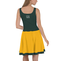ThatXpression Green Gold Green Bay Jersey Themed Skater Dress