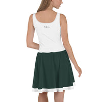 ThatXpression Green White Jets Jersey Themed Skater Dress