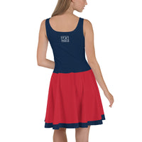 ThatXpression Navy Red New England Jersey Themed Skater Dress