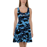 ThatXpression Fashion Navy Blue Camo Skater Dress
