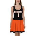 ThatXpression 2-Tone Cincinnati Jersey Themed Skater Dress