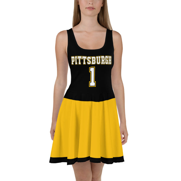 ThatXpression 2-Tone Pittsburgh Jersey Themed Skater Dress