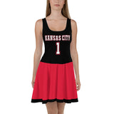 ThatXpression Black Red Kansas City Jersey Themed Skater Dress