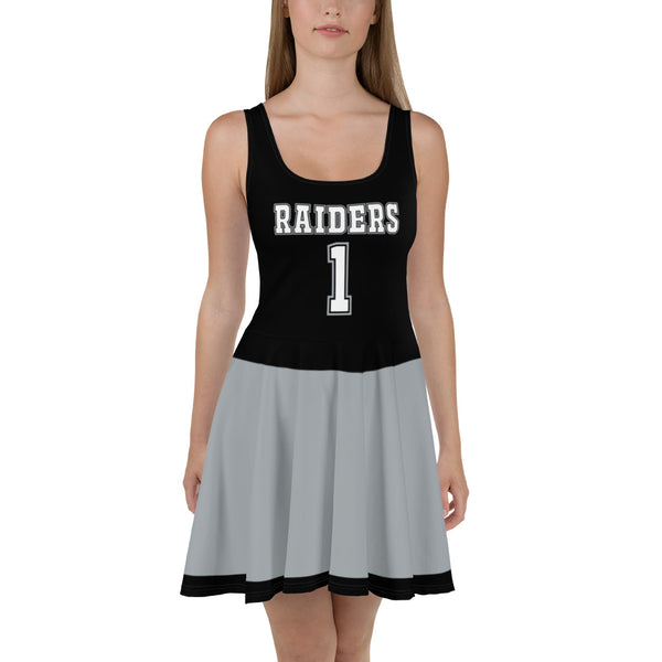 ThatXpression Black Gray Raiders Jersey Themed Skater Dress