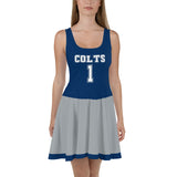 ThatXpression Navy Gray Colts Jersey Themed Skater Dress