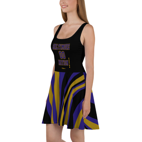 ThatXpression Plus Size Home Team Baltimore Purple Gold Skater Dress