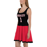 ThatXpression Black Red Kansas City Jersey Themed Skater Dress