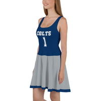 ThatXpression Navy Gray Colts Jersey Themed Skater Dress