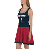 ThatXpression Navy Red Houston Jersey Themed Skater Dress