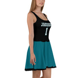 ThatXpression Teal Black Jaguars Jersey Themed Skater Dress