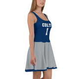 ThatXpression Navy Gray Colts Jersey Themed Skater Dress