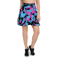 ThatXpression Fashion Purple Teal Black Camo Vice Themed Skirt