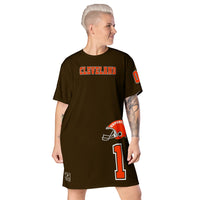 ThatXpression Plus Size Home Team Cleveland Jersey Themed T-shirt dress