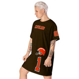 ThatXpression Plus Size Home Team Cleveland Jersey Themed T-shirt dress